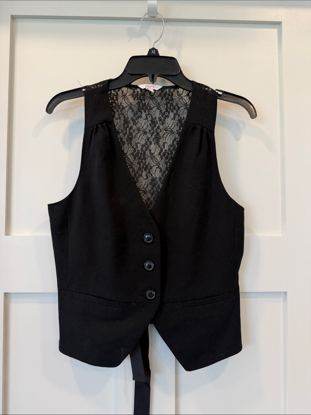 Candie's Black Lace Button Vest